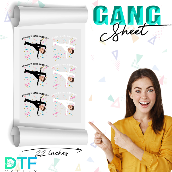 Custom Breakdance Pose Birthday DTF Heat Transfers with Name & Face