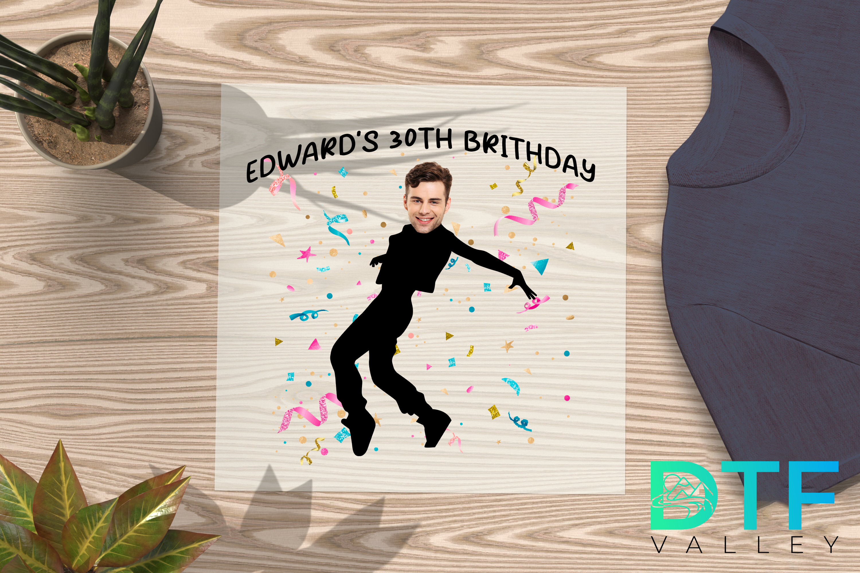 Custom Breakdance Pose Birthday DTF Heat Transfers with Name & Face