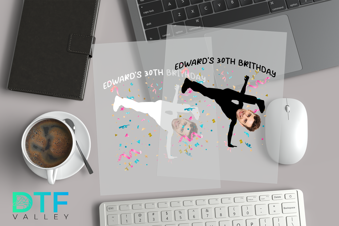 Custom Breakdance Pose Birthday DTF Heat Transfers with Name &amp; Face