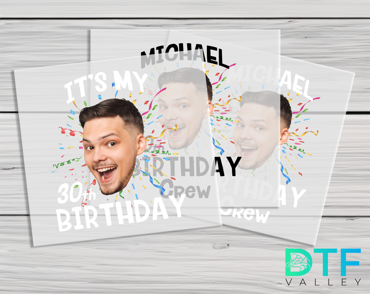Personalized Name Photo Birthday Party Dtf Heat Transfers