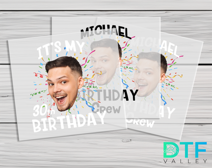 Personalized Name Photo Birthday Party Dtf Heat Transfers