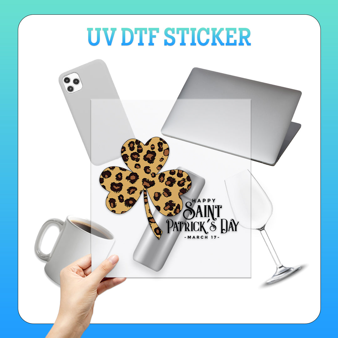 Leopard Shamrock, Leopard Clover - UV DTF Sticker