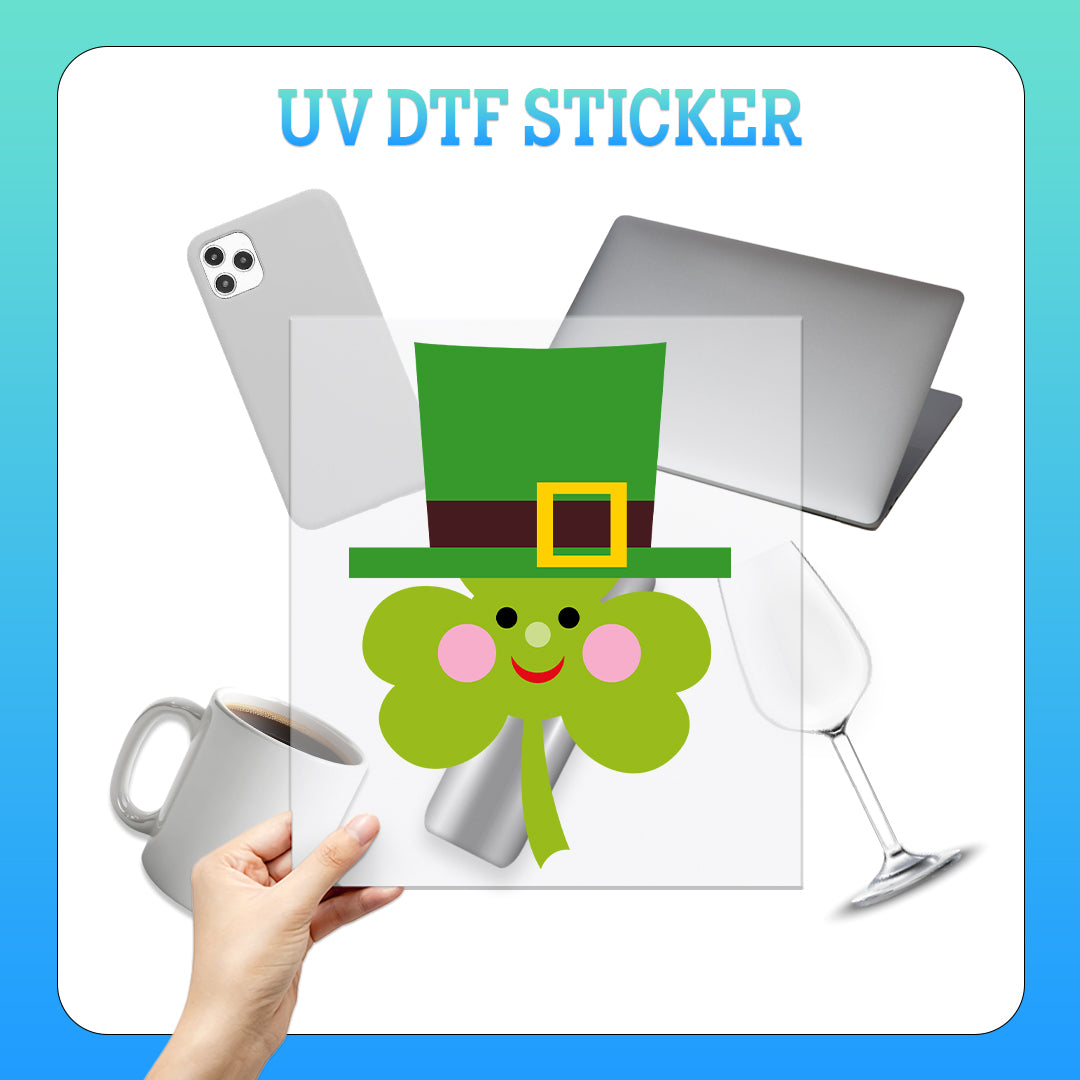 Happy Shamrock with Irish Cap - UV DTF Sticker