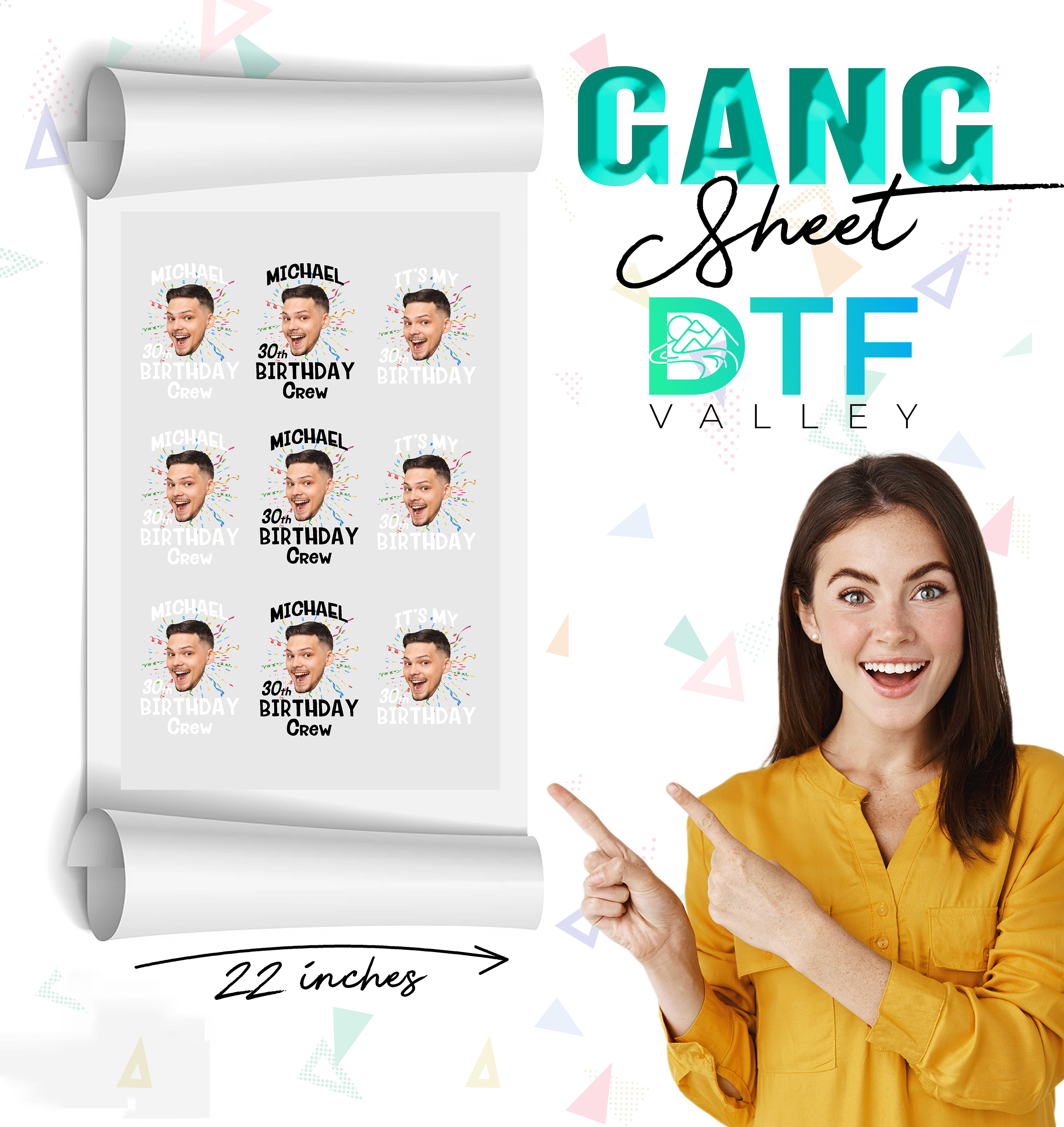 Personalized Name Photo Birthday Party Dtf Heat Transfers