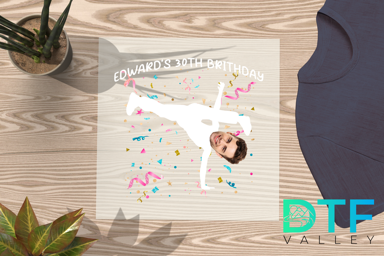 Custom Breakdance Pose Birthday DTF Heat Transfers with Name &amp; Face